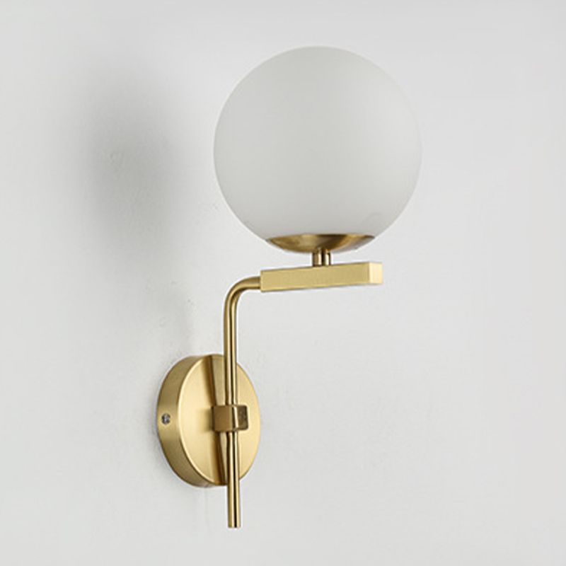 Modern Style Ball Shape Wall Light Glass 1 Light Sconces in Gold for Bedroom