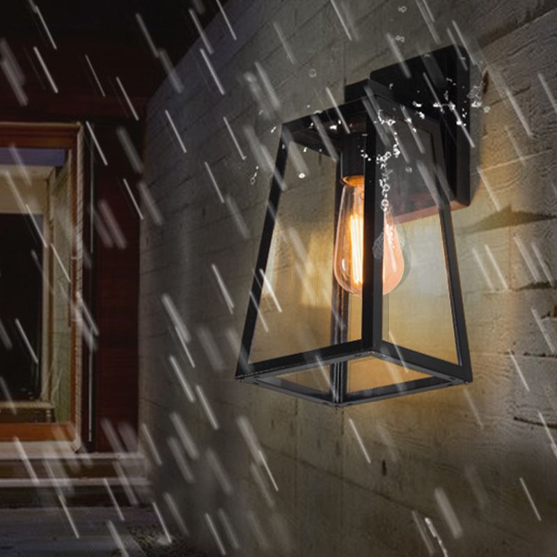 Industrial Metal Wall Light 14" High Wall Sconce with Glass for Outdoors