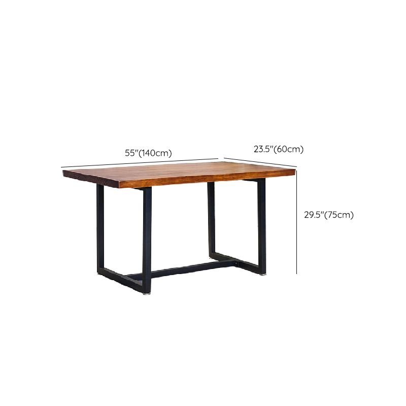 Indoor Rectangle Table with Metal Base Industrial Brown Wood Top Dining Table