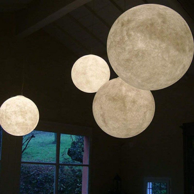 Moon Restaurant Suspension Lampe Metall künstlerische LED Hängende Decke Licht in Weiß