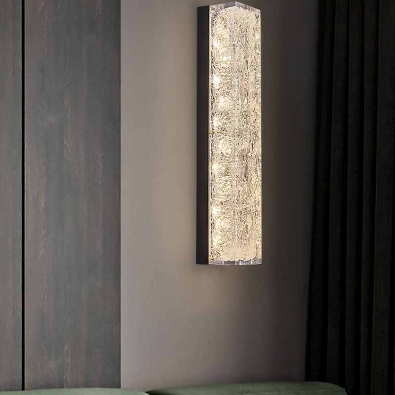 Modern Style Brass Wall Light Cuboid Shape Wall Sconce for Living Room