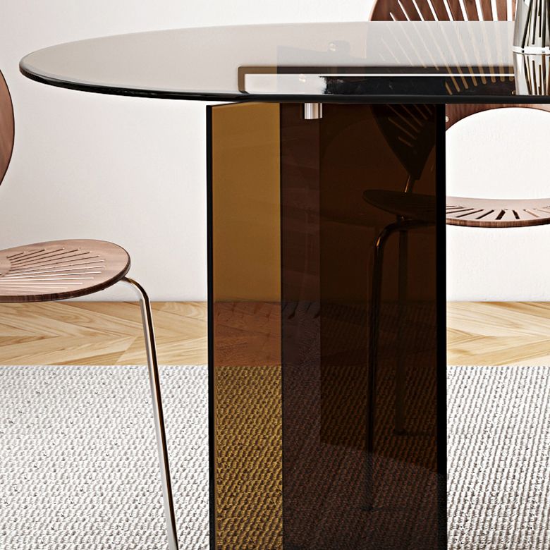 Table à manger en verre trempé, Base à Double piédestal, Table de forme libre pour la maison