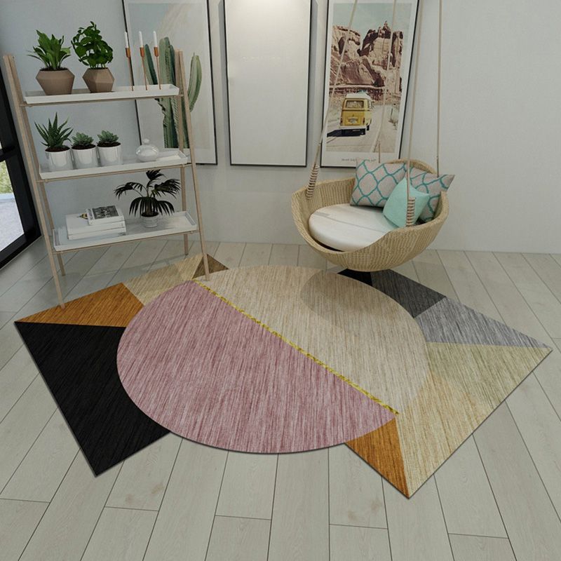 Red Simple Rug Polyester Cock Area Rug Stain Resistant Rug for Living Room