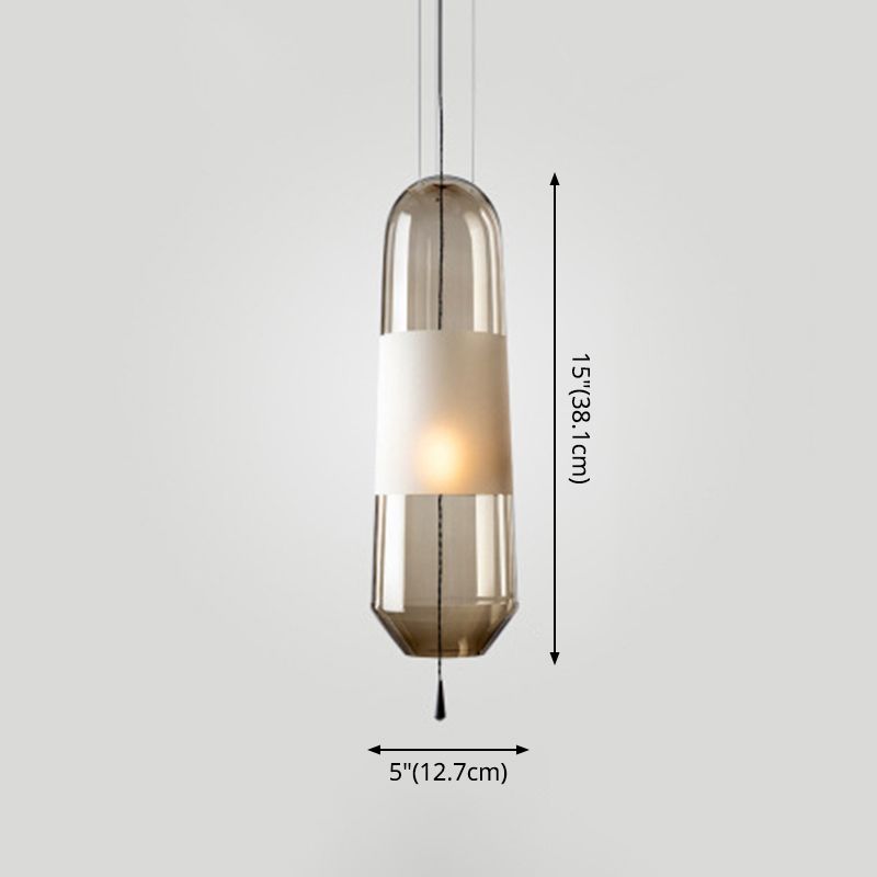 1 Light Pendant Lighting Fixtures Modern Cylindrical Glass Hanging Lights for Bedroom