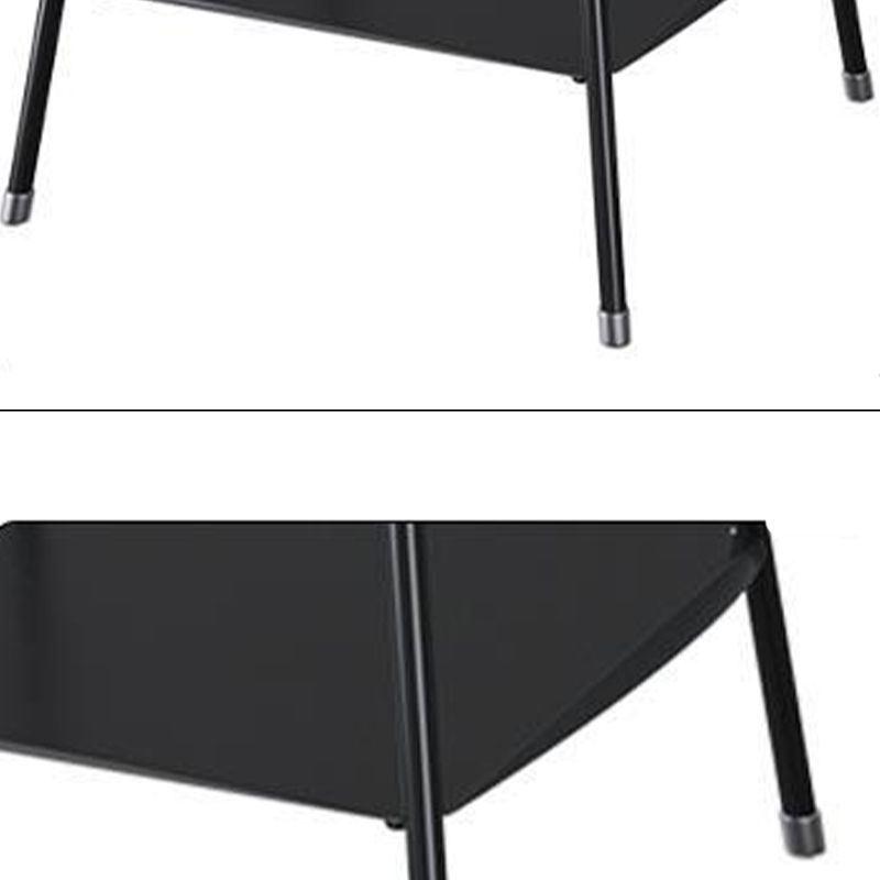 Mid-Century Metal 4 Legs with Shelf Round Double Tier Living Room End Table
