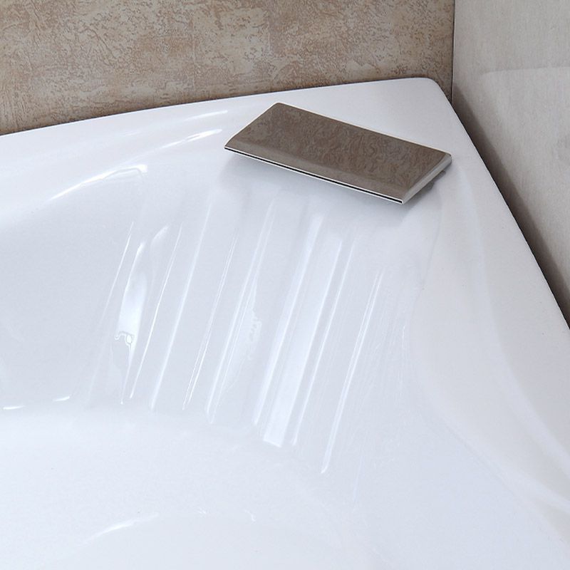 Contemporary Acrylic Corner Bath Tub White Tub with Internal Drain