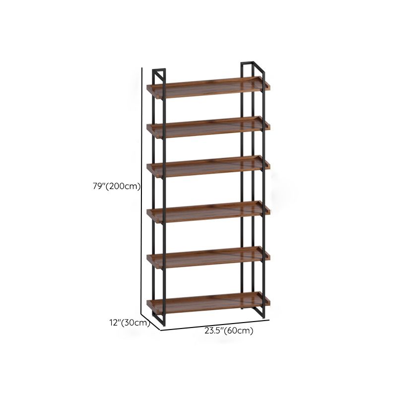 Industrial Antique Finish Bookcase Metal Etagere Bookshelf with Rectangular Shelves