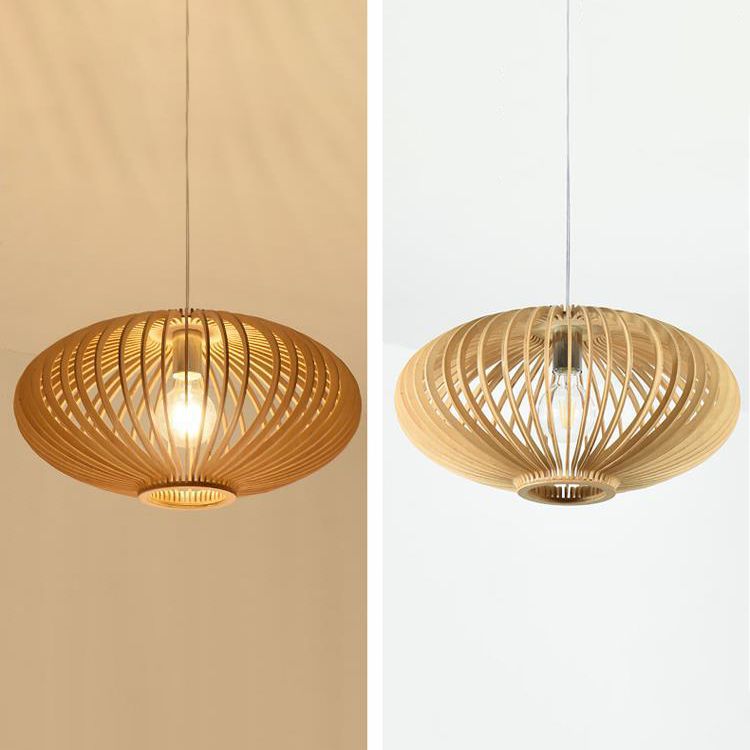 Moderne minimalistische Single Hanging Lampe Holz geometrische Anhängerlicht in der Holzfarbe