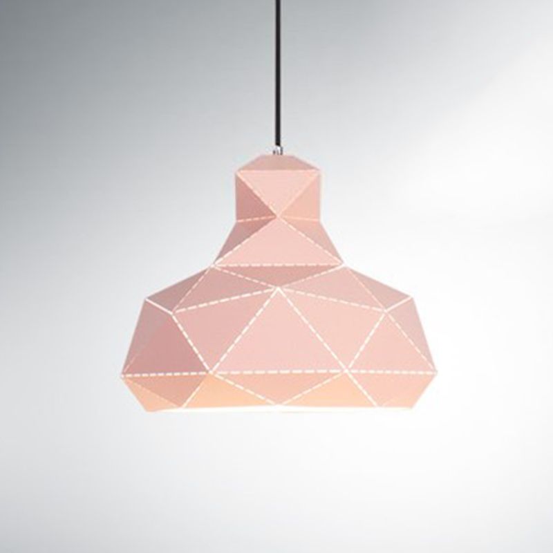 Iluminación de techo de sombrero Metal contemporánea 1 cabeza blanca/rosa/azul Poste de colgante de suspensión, 12 "/15" de ancho