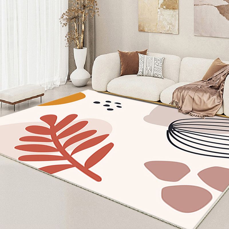 Nordic White Rug Polyester Color Piece Rug Tear Resistant Rug for Living Room