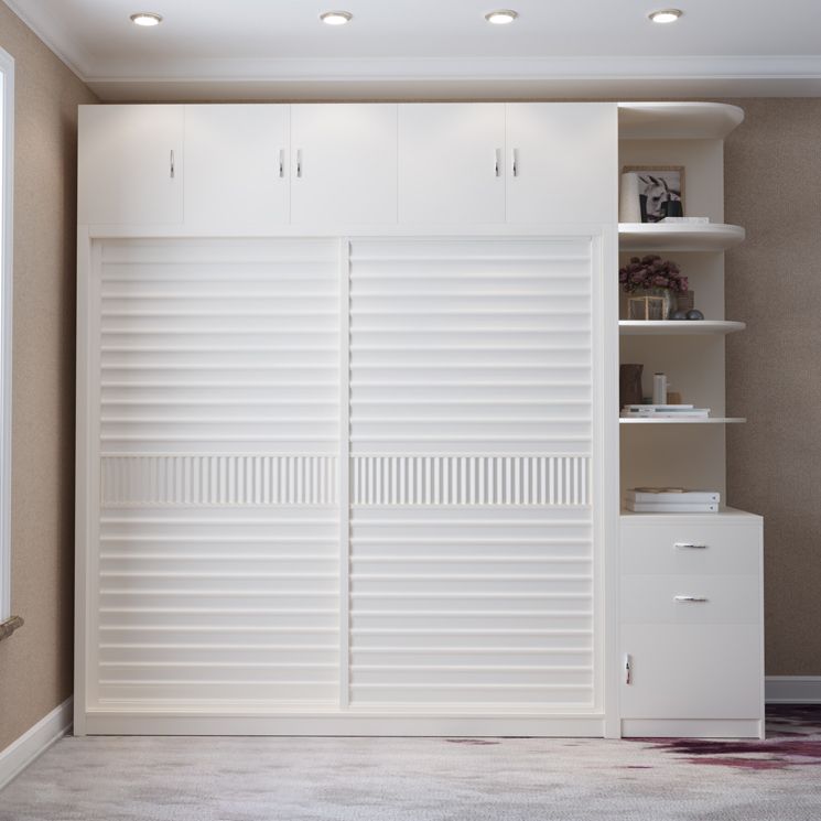 Modern White Wardrobe Armoire Wooden Wardrobe Cabinet with Shelves