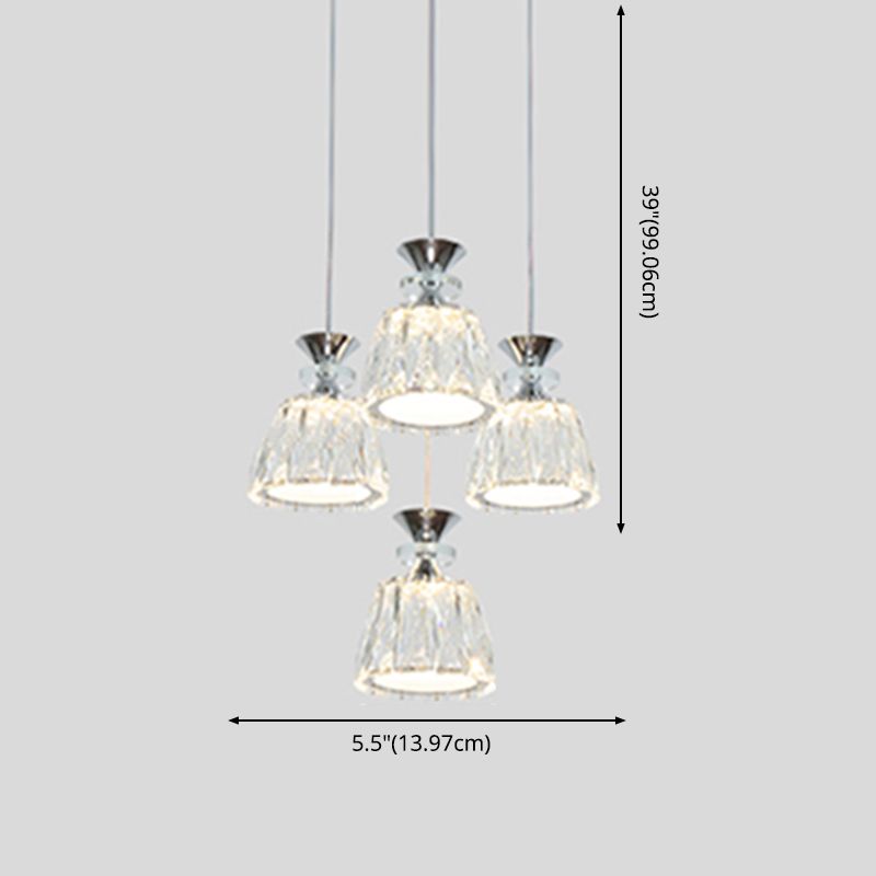 Glockenförmige Kristallcluster Anhänger moderne Chrom -LED -LED Hängende Licht für Esszimmer