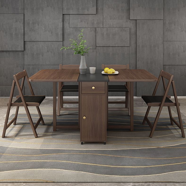 Mesa de comedor rectangular moderno de mediados de siglo Mesa de hoja caída con base de madera maciza, 59 "L x 29.1" H