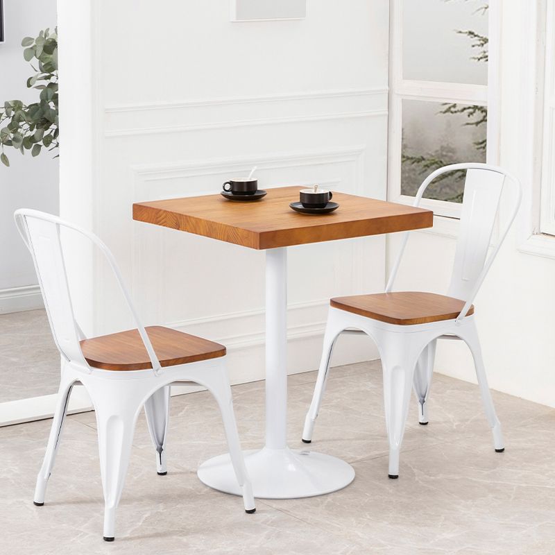 Slat Back Arm Chairs Contemporary Dining Chairs with Metal Base