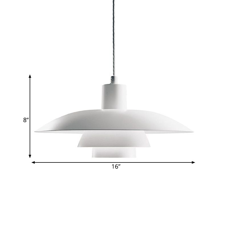 3-Layer Shade Pendant Lamp Nordic Aluminum Single White Ceiling Light for Sitting Room