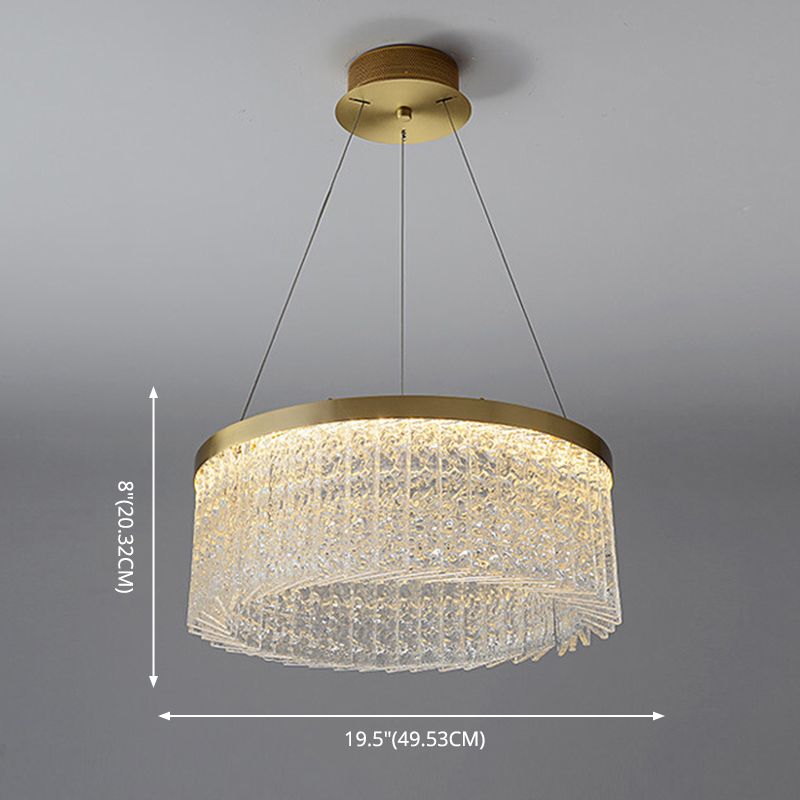 Minimalistic Chandelier Gold Geometric Shaped LED Hanging Island Light with Crystal Shade