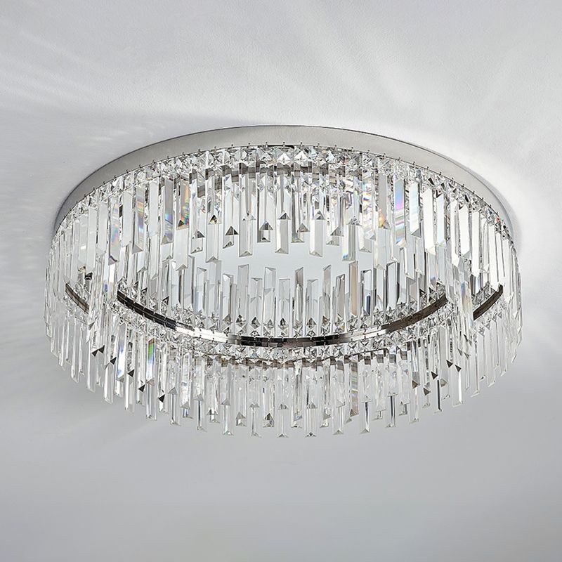 Moderne Luxus-Deckenleuchte in runder Form, Kristall, 1 Licht, Unterputzmontage für Wohnzimmer