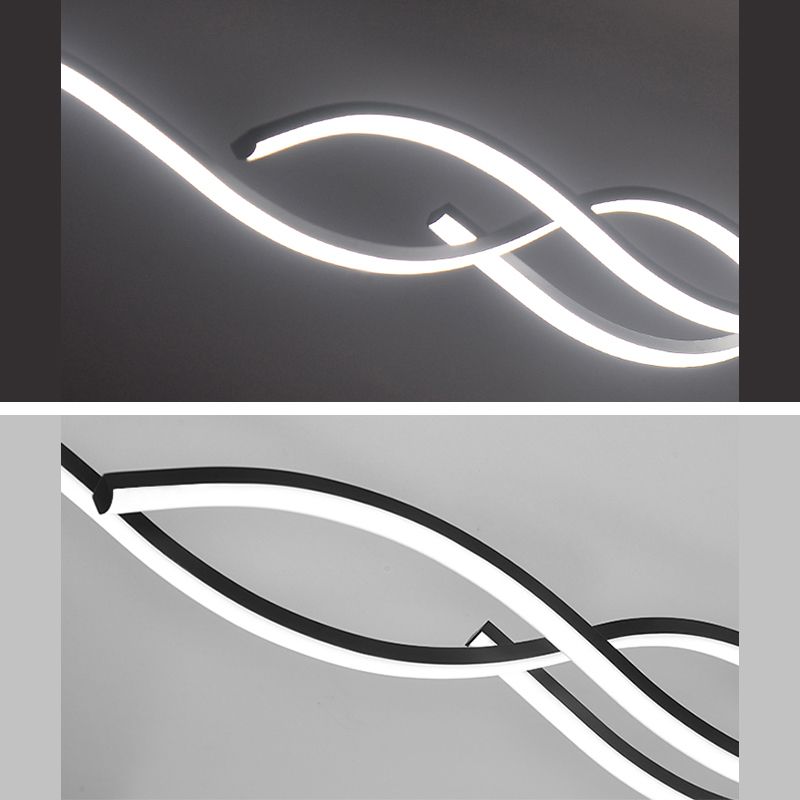 1 luminaire de plafond linéaire à LED de lumière Nouveau pendentif en aluminium noir moderne