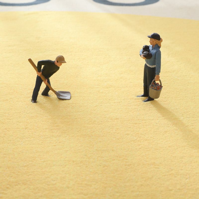 Yellow Living Room Rug Nordic Graphic Area Rug Polyester Stain Resistant Rug