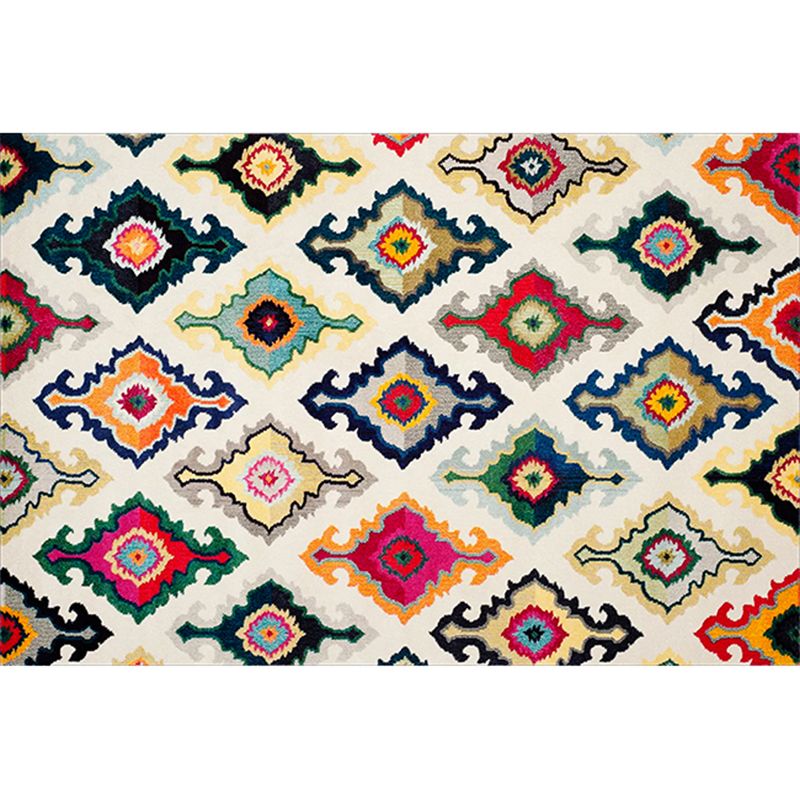 Boho-Chic Stripe Printed Rug Multi-Colored Polyster Area Rug Anti-Slip Backing Pet Friendly Area Carpet for Living Room