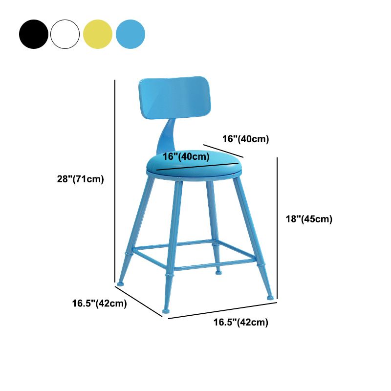 Industrial Dessert Shop Low Back Stool Matte Finish Upholstered Bar Stools