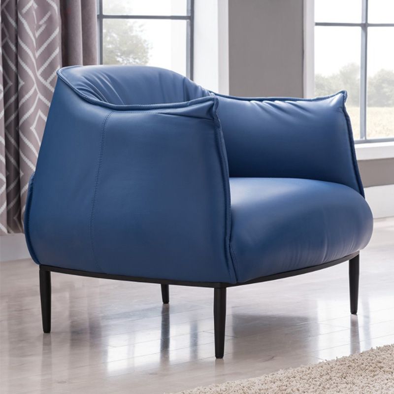 Leather Lounge Chair Solid Color Arms Included Chair with Black Legs