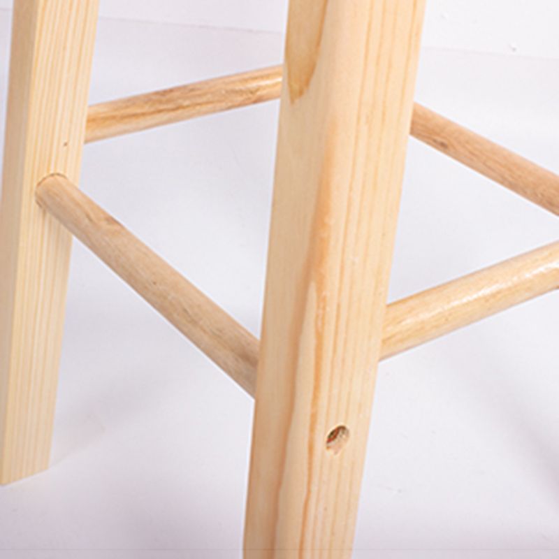 Modern Armless Backless Stool Wood Household Bar Stool with Wooden Seat and Pedal