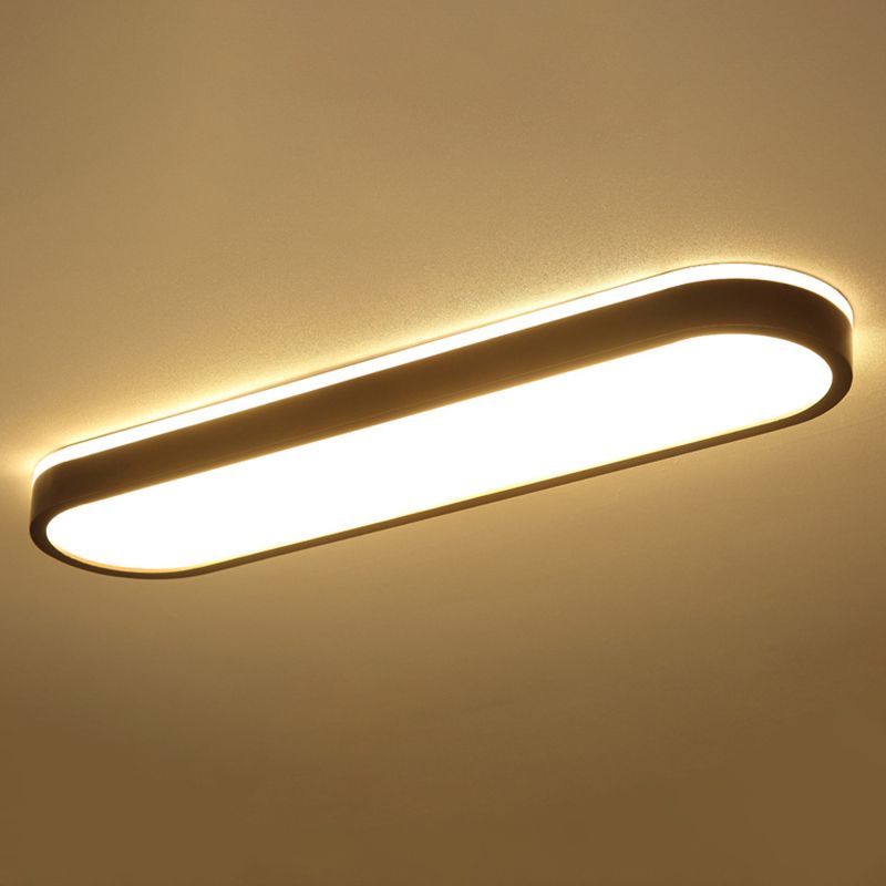 Lampe encastrée ovale marron foncé, plafonnier LED simple en bois avec Design rétroéclairé