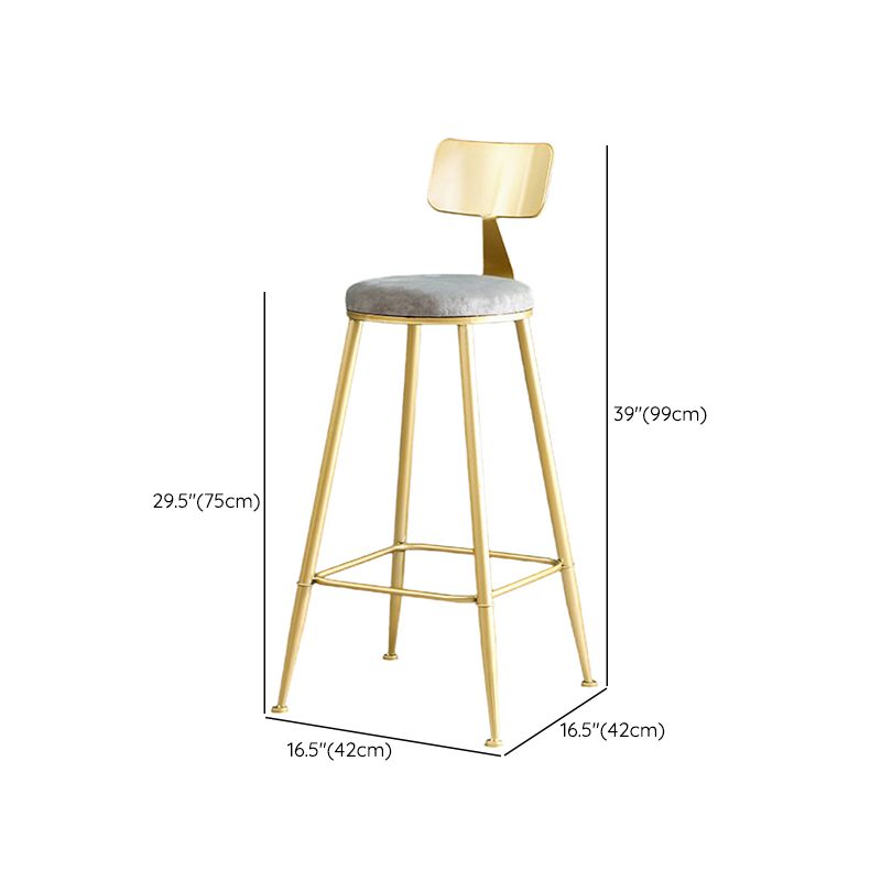 Metal Low Back Dining Stools Glam Armless Bar Stools with Gold Metal Base