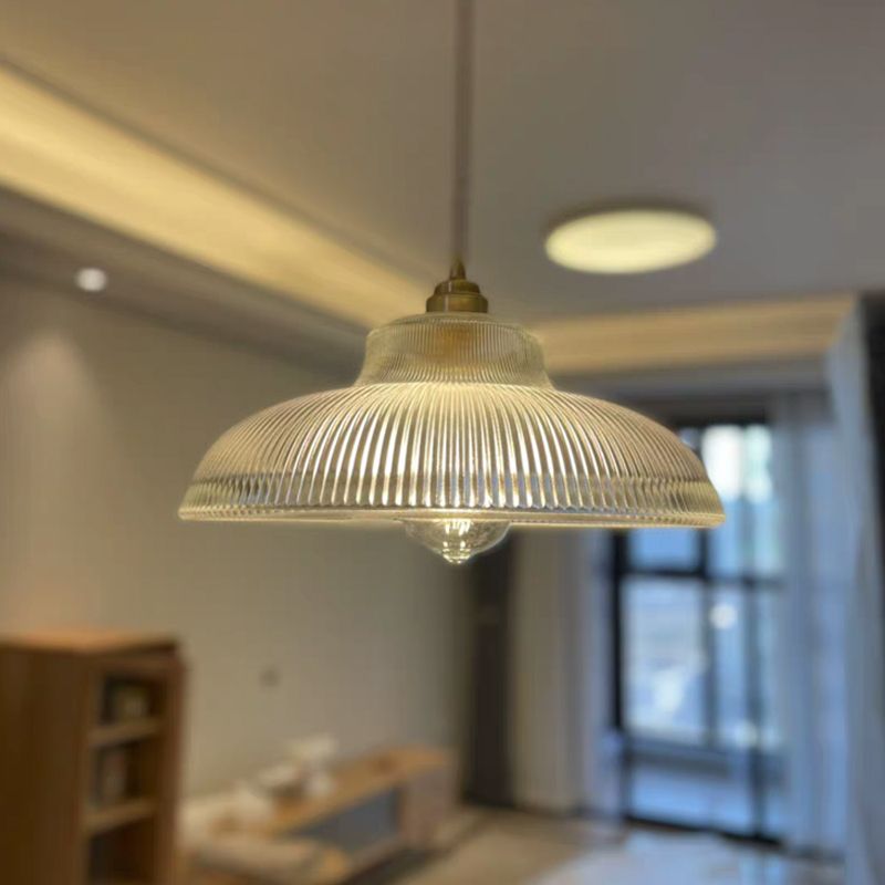 Retro Industrial 1 Light Anhänger Prismatische Klarglas Kuppel Anhängerlampe für Coffeeshop
