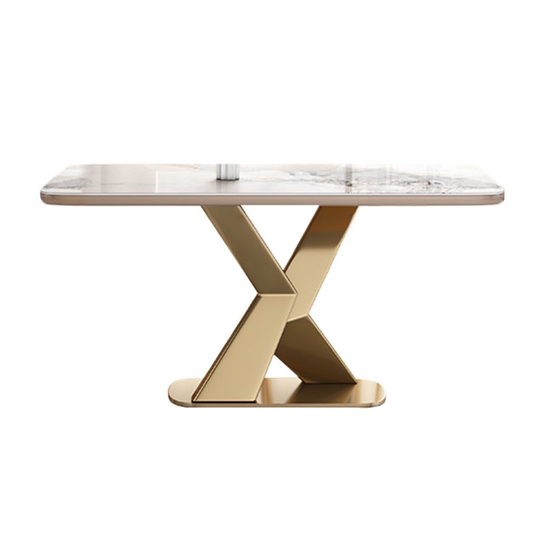 Traditional Luxury Dining Table Stone Rectangle Fixed Table for Home