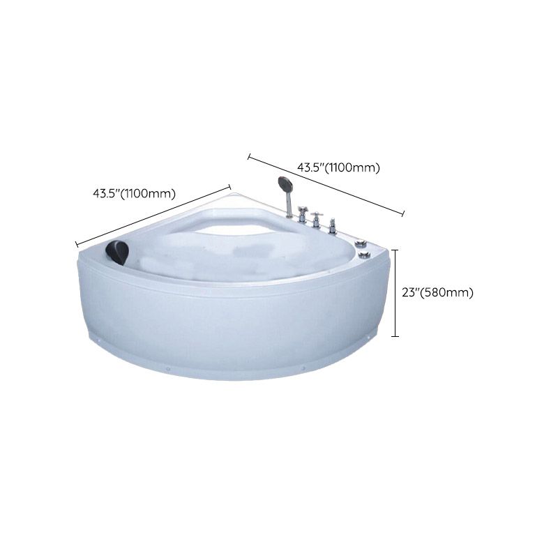 White Corner Acrylic Bath Tub Bathroom Modern Back to Wall Tub