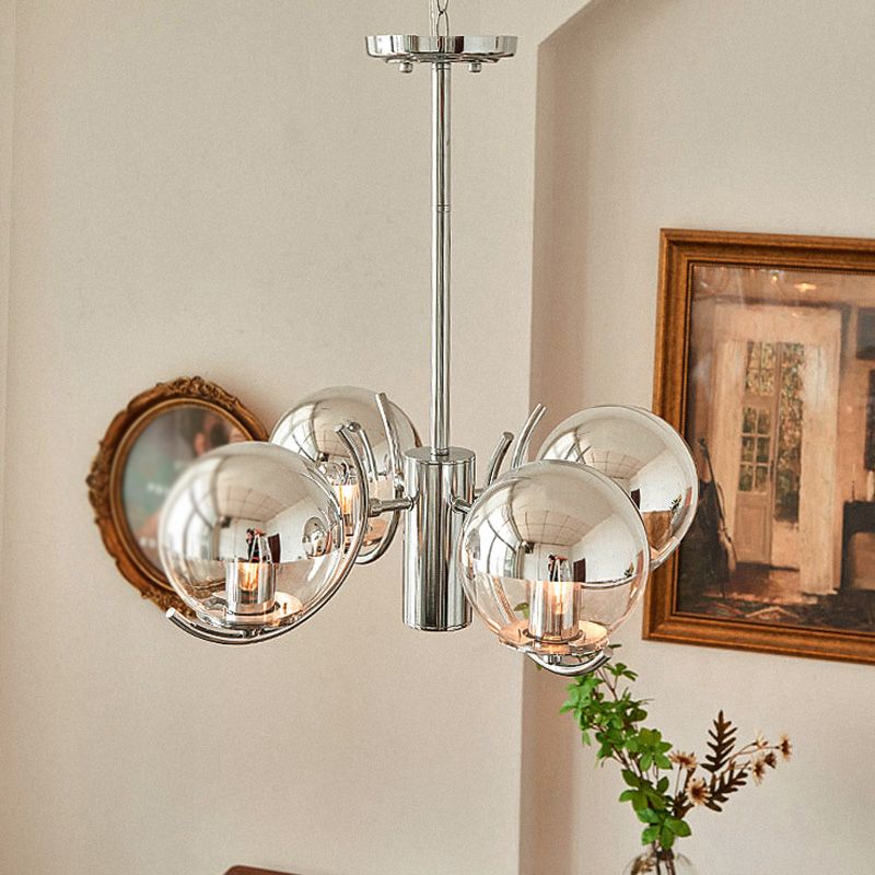 Modern Globe Chandelier Multi Light Hanging Light with Clear Glass for Bedroom