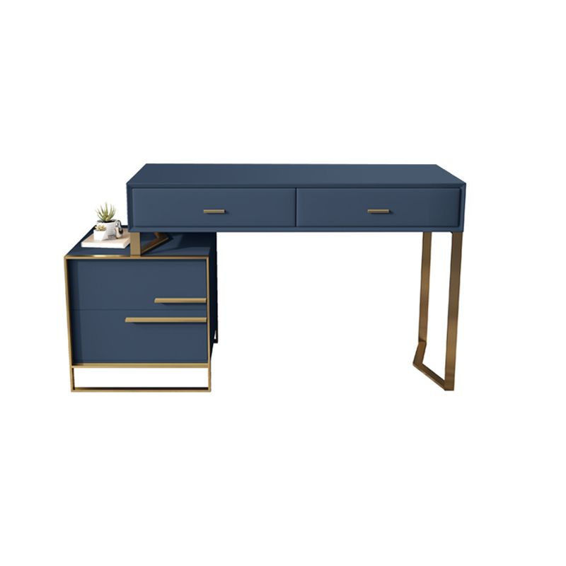 Glam Make-up Vanity Blue Leather Mirror Bedroom Makeup Vanity Set