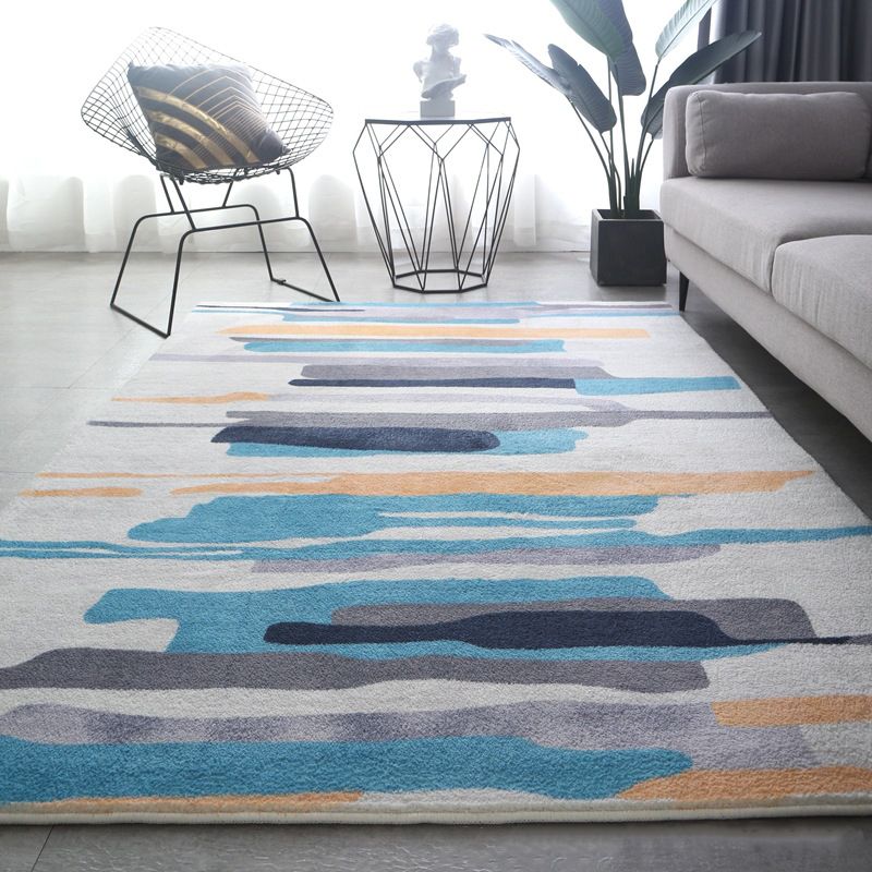 Tapis de couleur rose clair Polyester tapis nordique Tapis résistant aux taches pour la décoration intérieure