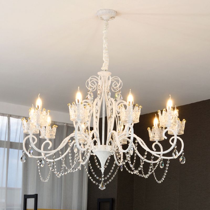 Candelabra Metall Deckenbeleuchtung Vintage Wohnzimmer Kronleuchterleuchte mit Kristallkronendekoration