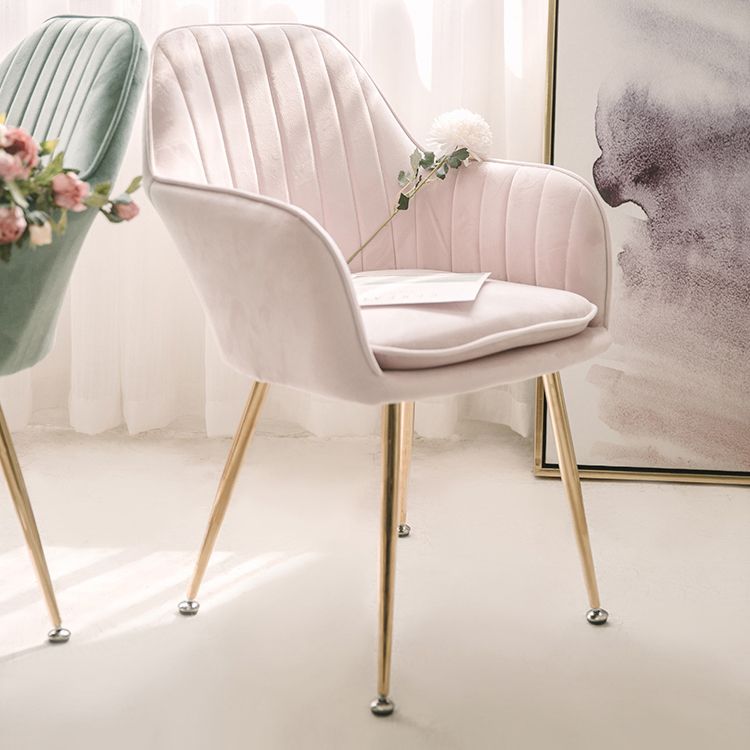 Scandinavian Style Upholstered Side Chairs Solid Back Arm Dining Chairs for Home Use