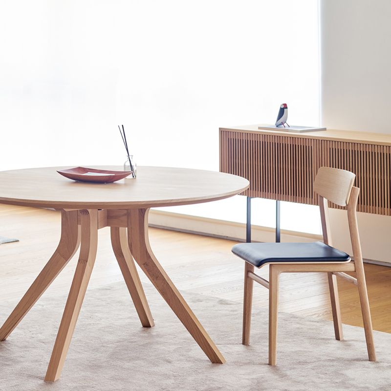 Natural Round Table Wooden Dining Room Kitchen Home Furniture with 4 Legs