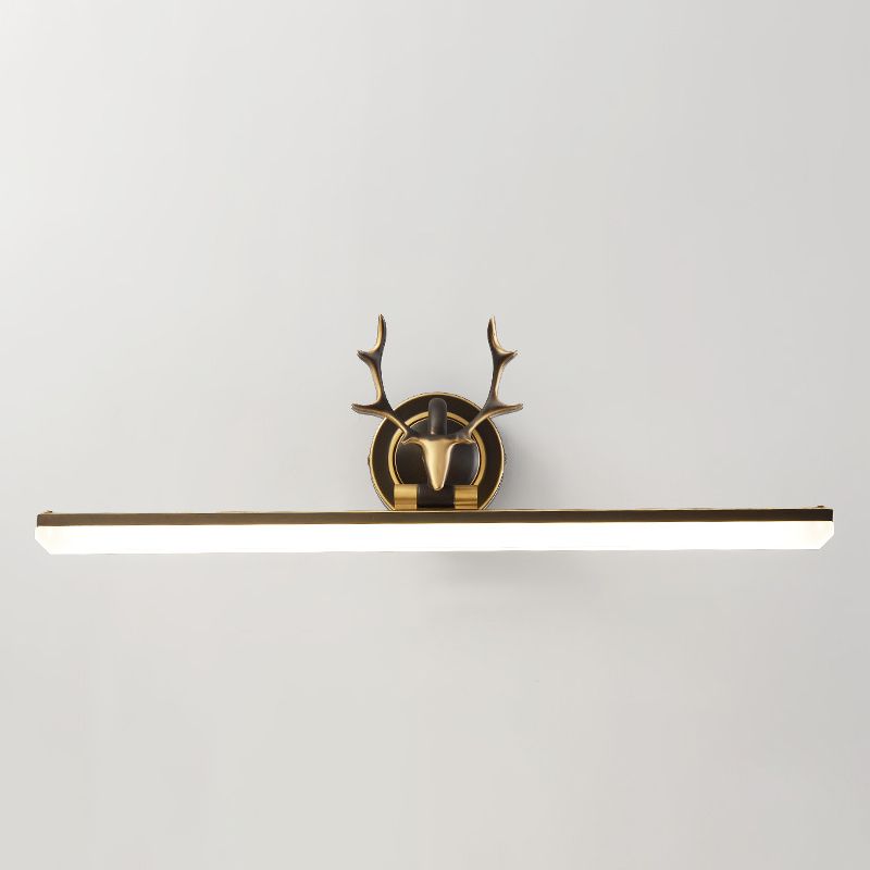 Copper LED Linear Wall Sconce in Modern Luxury Style Acrylic Wall Light with Antler Decoration