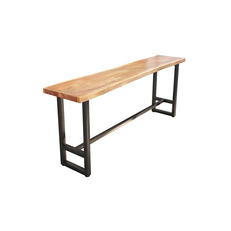 Rectangular Pine Wood Top Bar Table Industrial Pub Table with Trestle Base in Black