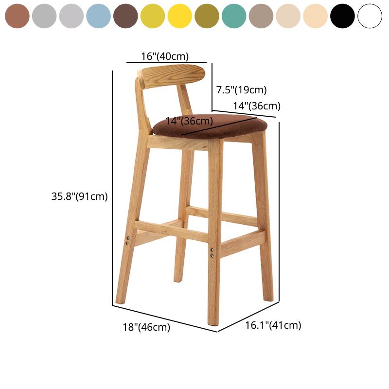 Scandinavian Milk Tea Shop Rubberwood Stool Matte Finish Upholstered Bar Stools