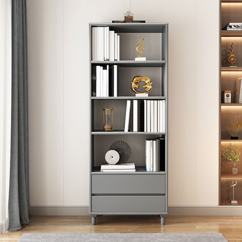 11" Wide Contemporary Shelf Open Wooden Bookcase with Drawer