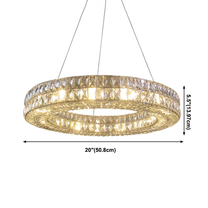 Lampadario circolare di cristalli leggeri di lusso moderno per soggiorno per soggiorno