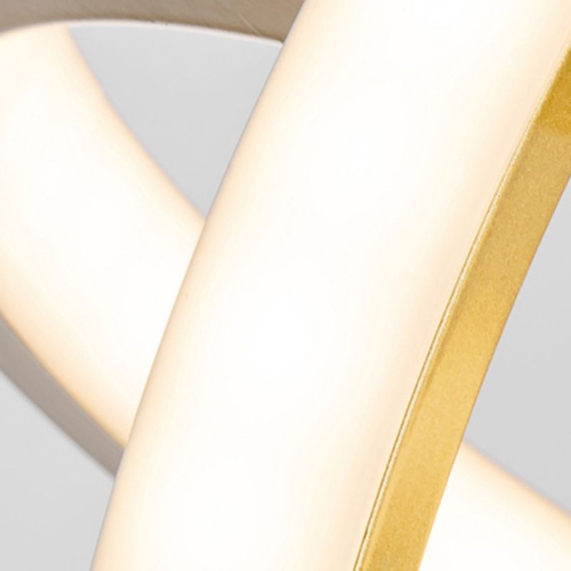 Golden Interlocking Pendant Light Fixture Simplicity 2-Light Metal Drop Lamp for Dining Room