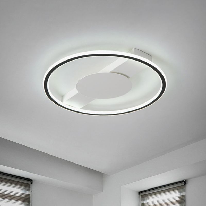 Black Rounded Flushmount Lighting Nordic LED Acrylic Flush Mount Lamp for Bedroom, 18"/21.5" Width