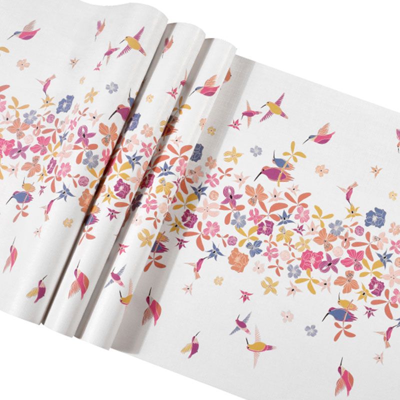 Plaster Wall Covering with Bird and Flower, Multi-Color, 20.5"W x 33'L