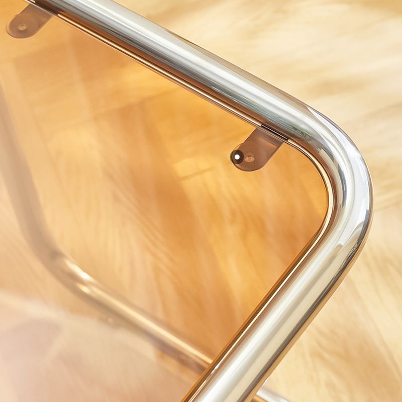 Modernistic Metal C Side Table Glass Top Side End Table for Living Room