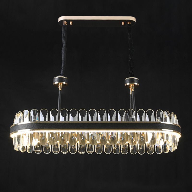 Luci dell'isola geometrica moderna lampadario cristallo 1 illuminazione isola luminosa in finitura nera