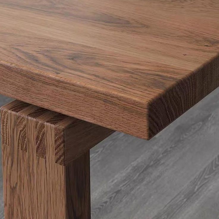 Rectangle Dining Table Solid Wood Contemporary Style Brown Dinner Table for Home Kitchen
