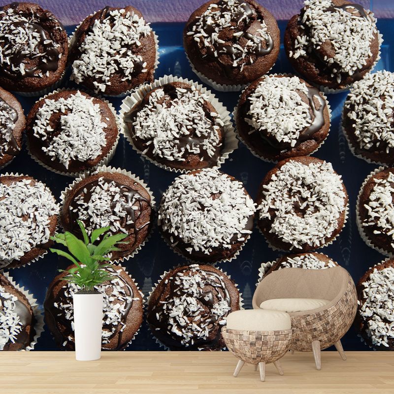 Mini Muffin Mural Wallpaper Contemporary Mildew Resistant Commerce Shop Decoration
